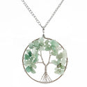 1pc Tree of Life Prosperity Necklace, Natural Green Aventurine Gemstone Pendant, 26 inch Surgical Stainless Steel Chain, GGP9-5
