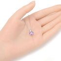 925 Sterling Silver February Birthstone Solitaire Necklace, 8mm/2 Carat Purple Amethyst Cubic Zirconia CZ, Length Selections: 16 inch/18 inch