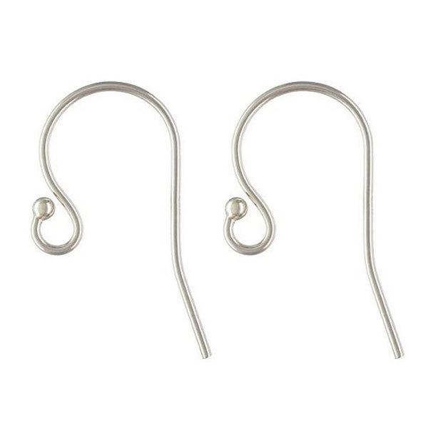 50pcs Ball End Fish Earring Hooks, Sterling Silver Plated Brass, 22mm Long, Wire Gauge Selections: 0.7mm/21 Gauge or 0.9mm/19 Gauge