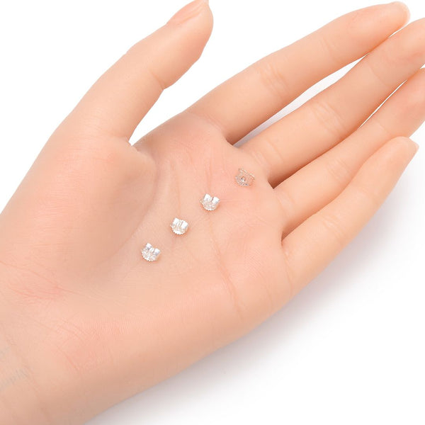 20pcs 925 Sterling Silver Butterfly Earring Backs, Earnut Replacement, 6x5mm, SS176