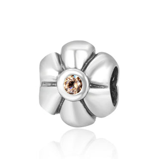 925 Sterling Silver Flower Charm November Birthstone Cubic Zirconia CZ