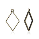 20pcs Open Back Diamond Rhombus Bezel Blanks, Pendant Base, Large Resin Mold, Tarnish Resistant Antique Bronze, 39x25mm, CF287-1