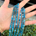 Natural Blue Apatite Gemstone Faceted Flat Round Coin Beads, 6mm, Hole ID 1mm, 15 Inch/1 Strand, GZ13-4