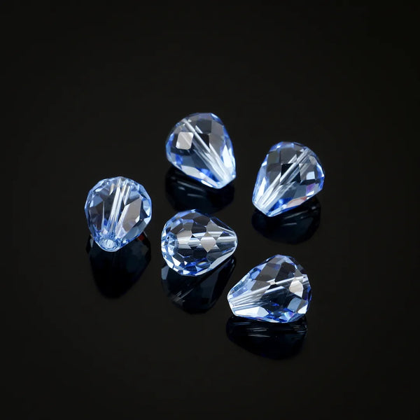 24pcs Adabele Austrian Faceted Teardrop Crystal Beads #5500, Light Sapphire Blue, 12mm x 10mm, Hole ID 1.2mm, SST-1214