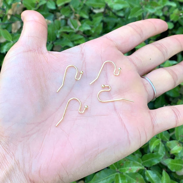 100pcs Ball End Fish Earring Hooks, 18K Yellow Gold Plated Brass, 0.75mm/21 Gauge, 20mm Long CF206-G