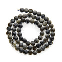 Natural Gold Sheen Black Obsidian Gemstone Faceted Flat Round Coin Beads, 6mm, Hole ID 1mm, 15 Inch/1 Strand, GZ13-11