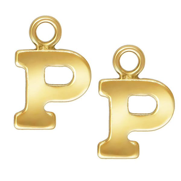 1pc Real 1/20 14K Gold Filled Letter P, Small Alphabet Charm Drop, 5.3x5.6mm, JK12-A16