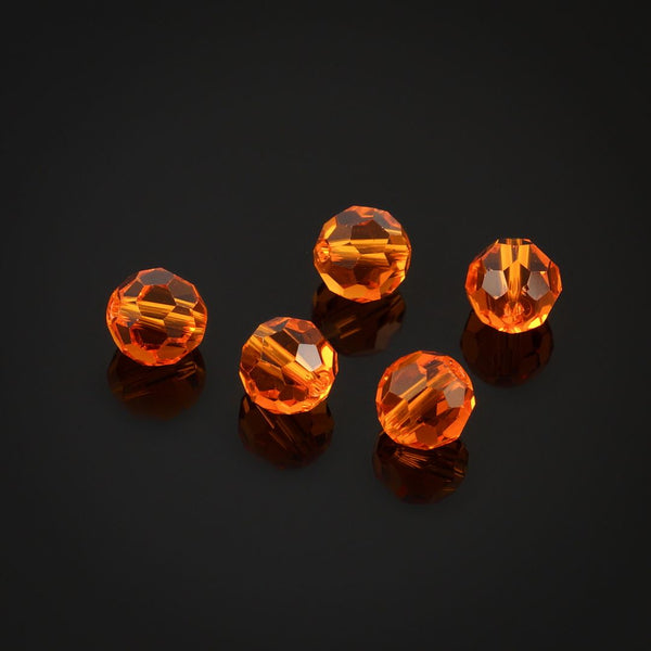 50pcs Adabele Austrian Faceted Round Crystal Beads #5000, Sun (Orange), Size Selections: 4mm/6mm/8mm/10mm