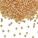 7.5g Miyuki Delica 11/0 Seed Beads, Transparent Silver-Lined Gold DB42