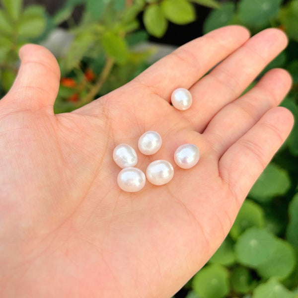 10pcs Natural AAA Grade High Luster Half Drilled Teardrop Pearls Beads, White Cultured Freshwater Pearls, 9-10mm, Hole ID 0.85mm, PT3-910