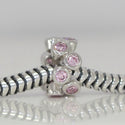 1pc Real 925 Sterling Silver Charm, Octocber Birthstone Spacer Bead, Cubic Zirconia CZ Pink Tourmaline Gemstone, Compatible with Pandora all Other Charm Bracelets, EC546