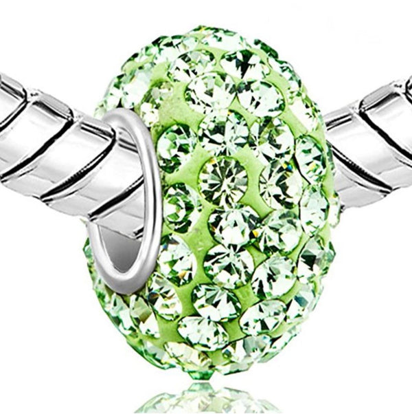 1pc 925 Sterling Silver August Peridot Green Birthstone Bead Charm, 12.5x7.5mm, Hole ID 4.8mm, Fit Pandora All Other Bracelets, EC684-8