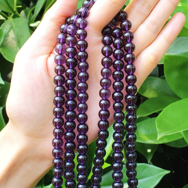 Lab Created Purple Amethyst Gemstone Round Beads, 1 Strand/15 Inch, Size Selections: 4mm/6mm/8mm/10mm