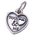 1pc Real 925 Sterling Silver You Me Love Heart Bead Charm Pendant, Compatible with Pandora All Other Charm Bracelets, EC4-D8