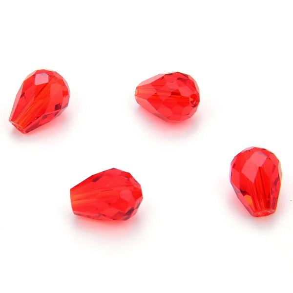 24pcs Adabele Austrian Faceted Teardrop Crystal Beads #5500, Light Siam Red, 8mm x 6mm, Hole ID 1mm, SST-806
