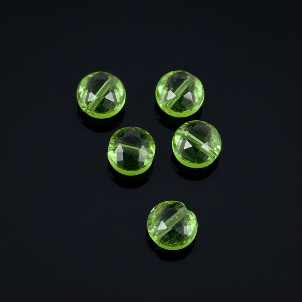 25pcs Adabele Austrian Faceted Flat Round Coin Crystal Beads #5052, Peridot Green, 8mm, Hole ID 1mm, SSMR816