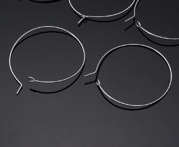 100pcs Round Hoop Circle Loop, Sterling Silver Plated Brass, 0.7mm/21 Gauge, Size Selections: 20mm/30mm/40mm