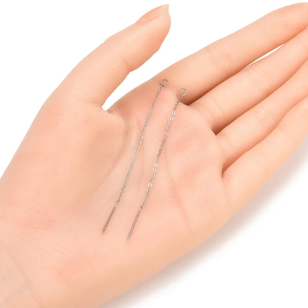 10pcs 316 Grade Surgical Stainless Steel Threader Earring Chains with Open Ring (2 Inch/3 Inch/ 4 Inch)