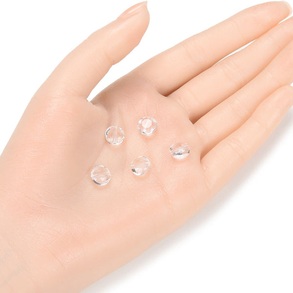 25pcs Adabele Austrian Faceted Flat Round Coin Crystal Beads #5052, Crystal Clear, 8mm, Hole ID 1mm, SSMR801