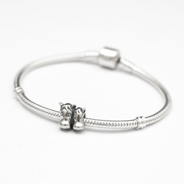 1pc Real Solid Sterling Silver I Love Horse Animal Charm Bead, Compatible with Pandora All Other Charm Bracelets, EC243
