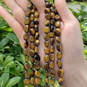 Natural Brown Tiger Eye Gemstone Oval Tumbled Pebble Beads, Irregular, 8mm to 11mm, Hole ID 1mm, 15 Inch/1 Strand, GZ12-27