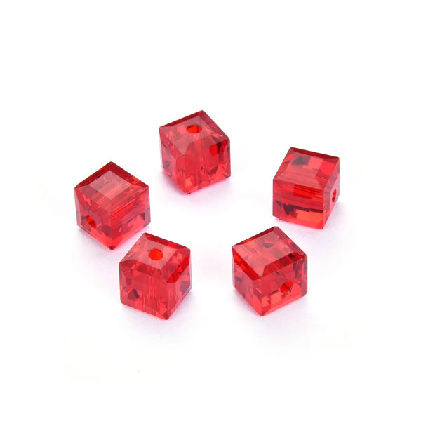 24pcs Adabele Austrian Faceted Cube Crystal Beads #5601, Siam Red, Size Selections: 4mm/6mm/8mm