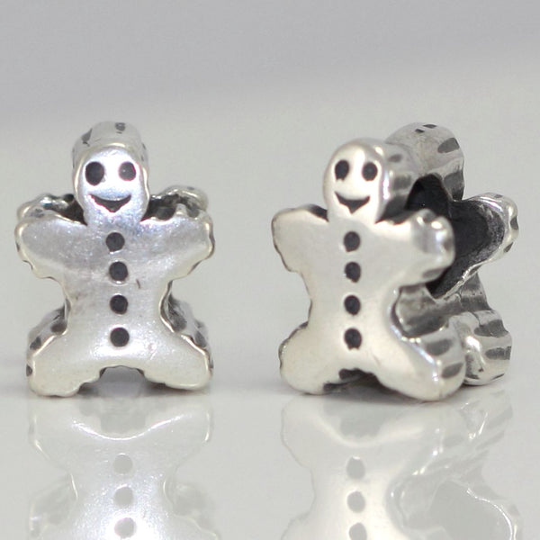 1pc Solid 925 Sterling Silver Gingerbread Man Charm Valentines day Celebration Charm, Compatible with Pandora All Charm Bracelet, EC366