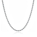 1pc 925 Sterling Silver Diamond-Cut Braided Rope Link Chain Necklace, Tarnish Resistant Rhodium Plated, 2mm, Thick Strong, Length Selections: 18/20/22/24/26 inch