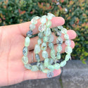 1 Strand Stretch Natural Green Prehnite Free Form Gemstone Bracelet, 7-10mm Beads, Length Selections: 7 inch/7.5 inch