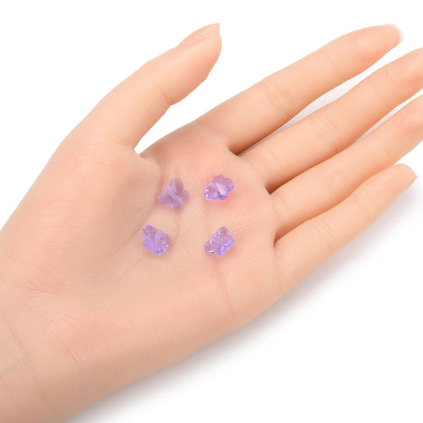 20pcs Creative Club Butterfly Crystal Glass Beads #5754, Center Drilled, Light Violet June Birthstone, 10mm, Hole ID 1mm, CCBF-4