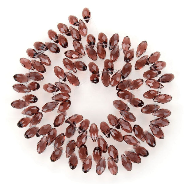 200pcs Creative Club Faceted Teardrop Briolette Crystal Glass Beads, Pendant Drop, Burgundy Red, 12x6mm, Hole ID 1mm, CCT2-11