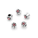 20pcs Sparkle Pink Rhinestone Flower Large Hole Beads, Hole ID 4.5mm, Antique Silver, Zinc Alloy Metal, MEC-E6