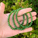 1 Strand Stretch Natural Green Jade Beaded Gemstone Bracelet, 6mm Beads, Length Selections: 7 inch/7.5 inch/8 inch