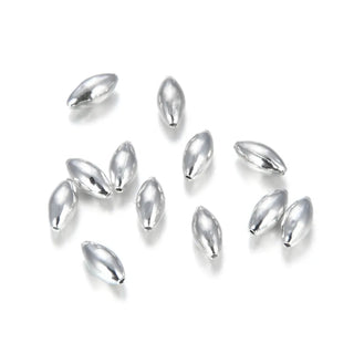200pcs Small Tiny Oval Beads, Silver Plated Brass Alloy, 6mm, Hole ID 1mm, CF120