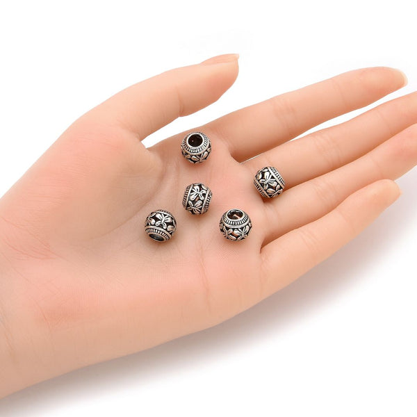 20pcs Butterfly Symbol of transformation Large Hole Beads, Hole ID 4.5mm, Antique Silver, Zinc Alloy Metal, MEC-A13