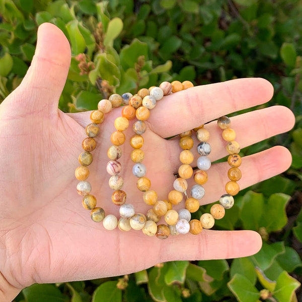 1 Strand Stretch Natural Crazy Lace Agate Beaded Gemstone Bracelet, 6mm Beads, Length Selections: 7 inch/7.5 inch/8 inch