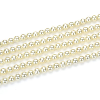 AAA Grade Natural Shell Pearl Round Beads, Freshwater Mother Of Pearl Nacre, Cream White, 1 Strand/15 Inch, Size Selections: 4mm/6mm/8mm/10mm