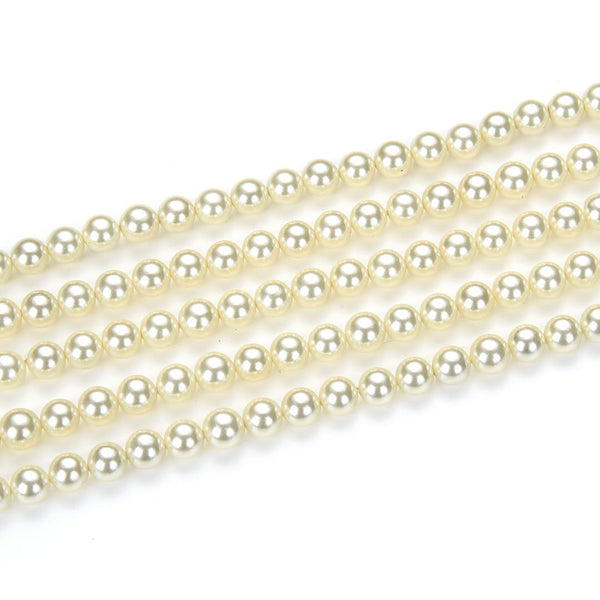 AAA Grade Natural Shell Pearl Round Beads, Freshwater Mother Of Pearl Nacre, Cream White, 1 Strand/15 Inch, Size Selections: 4mm/6mm/8mm/10mm