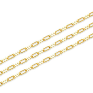 16.5 Feet Tarnish Resistant Paperclip Cable Chain Link, 18K Yellow Gold Plated Brass, Size Selections: 6.7x2.3mm, 7.4x3.4mm, 9.6x3.5mm