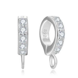2pcs 925 Sterling Silver Hinged Bails, Tarnish Resistant Rhodium Plated, Cubic Zirconia CZ, 12.5mm, SS96-3
