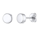 1 Pair Solid 925 Sterling Silver Stud Earrings, Circle Disc Round Dot Ear Studs, Small Tiny, SSE96-1