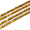 500pcs Creative Club Faceted Round Crystal Glass Beads, Gold Aurum, 4mm (0.16 inch) Small Tiny, Hole ID 1mm, CC2R433