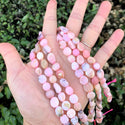Natural Pink Opal Gemstone Oval Tumbled Pebble Beads, Irregular, 8mm to 10mm, Hole ID 1mm, 15 Inch/1 Strand, GZ12-4