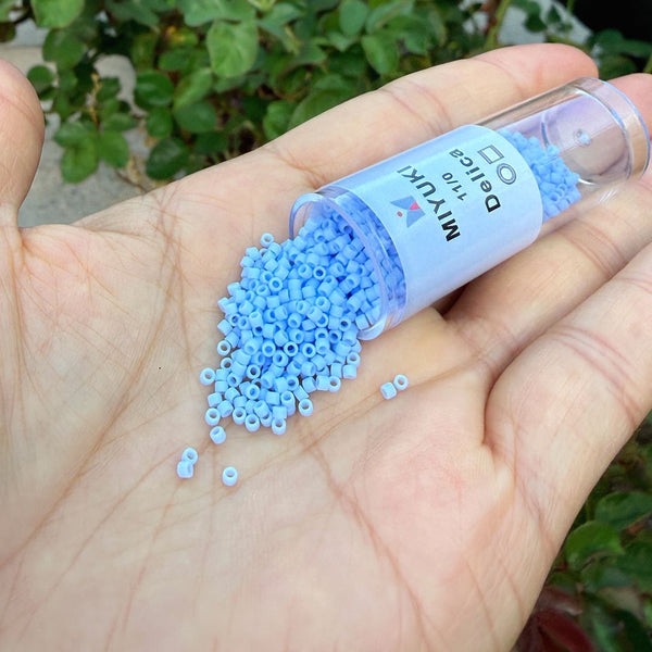 30g Miyuki Delica 11/0 Seed Beads, Opaque Matte Agate Blue DB1587