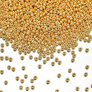 50g Miyuki Rocaille 11/0 Round Seed Beads Opaque 24Kt Gold-plated RR-191