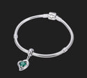 1pc 925 Sterling Silver Love Heart May Birthstone Charm Drop, Green Emerald Cubic Zirconia CZ, 26mm (1 inch) Long, Hole ID 4.5mm, EC1-E5