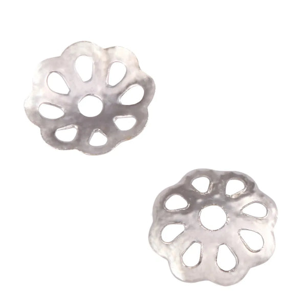 200pcs Pretty Flower Flower Bead Caps, Bead End Caps, Sterling silver Plated Brass, Size Selections: 6mm/8mm/10mm
