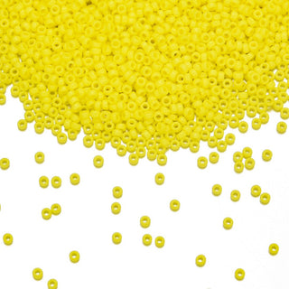 50g Miyuki Rocaille 15/0 Round Seed Beads Opaque Yellow RR-404
