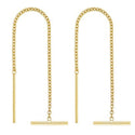 2pcs Real 1/20 14K Gold Filled 2.56 Inch Threader Earrings, Pull Through Dangle Cable Chain with Bar Pin, JW3-B65