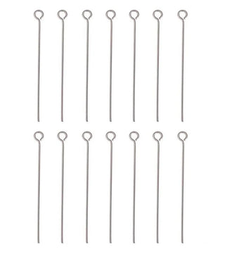 200pcs 304 Stainless Steel Eye Pins, 0.7mm/21 Gauge, Size Selections: 20mm/26mm/30mm/38mm/50mm